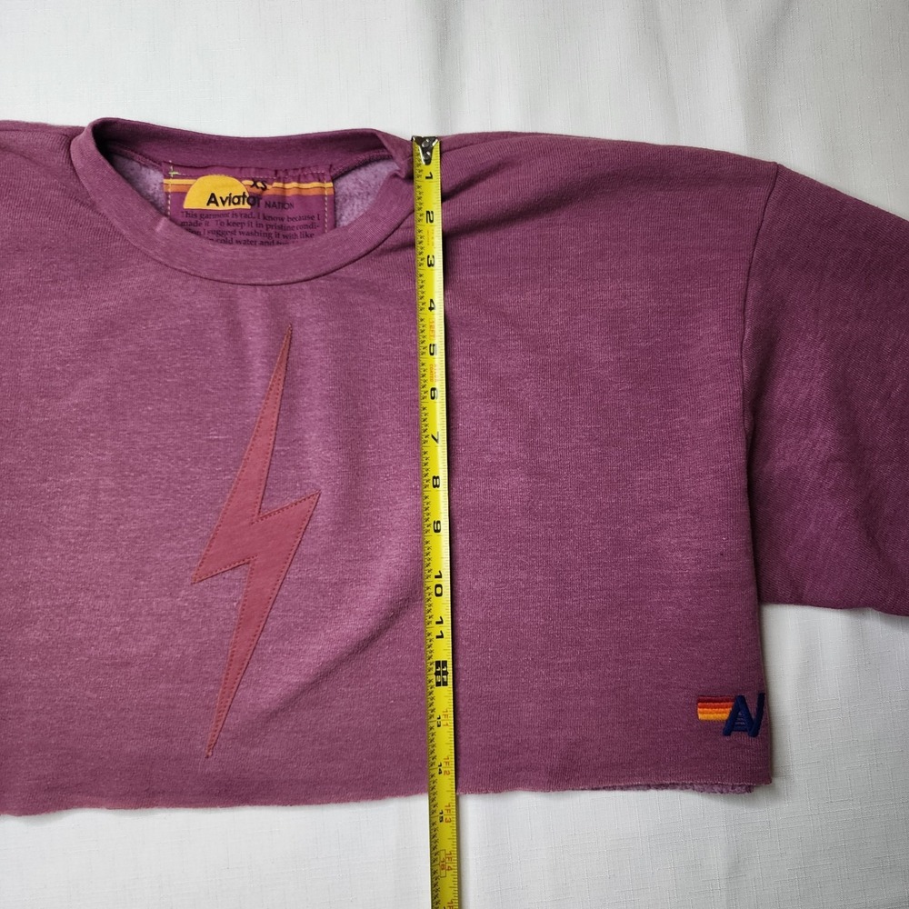 Aviator Nation Set Essential Cropped Sweatshirt W Pants in Faded Purple Size XS - Picture 8 of 16